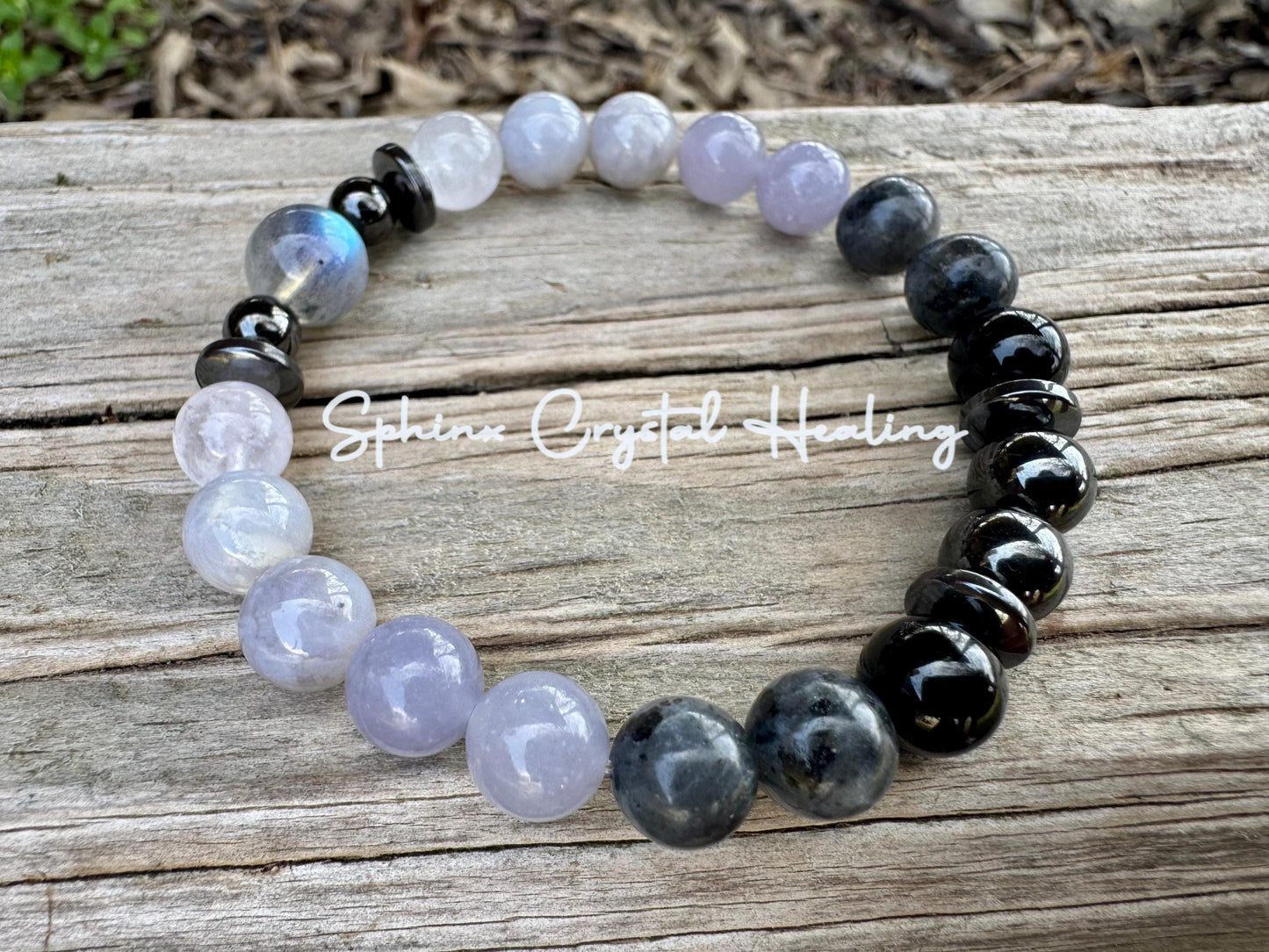 Healer Support - RARE Blue Lepidolite " The Empath’s Halo " Energy Healing - Blue Rose Quartz - White Amethyst - Empath Recharge Bracelet