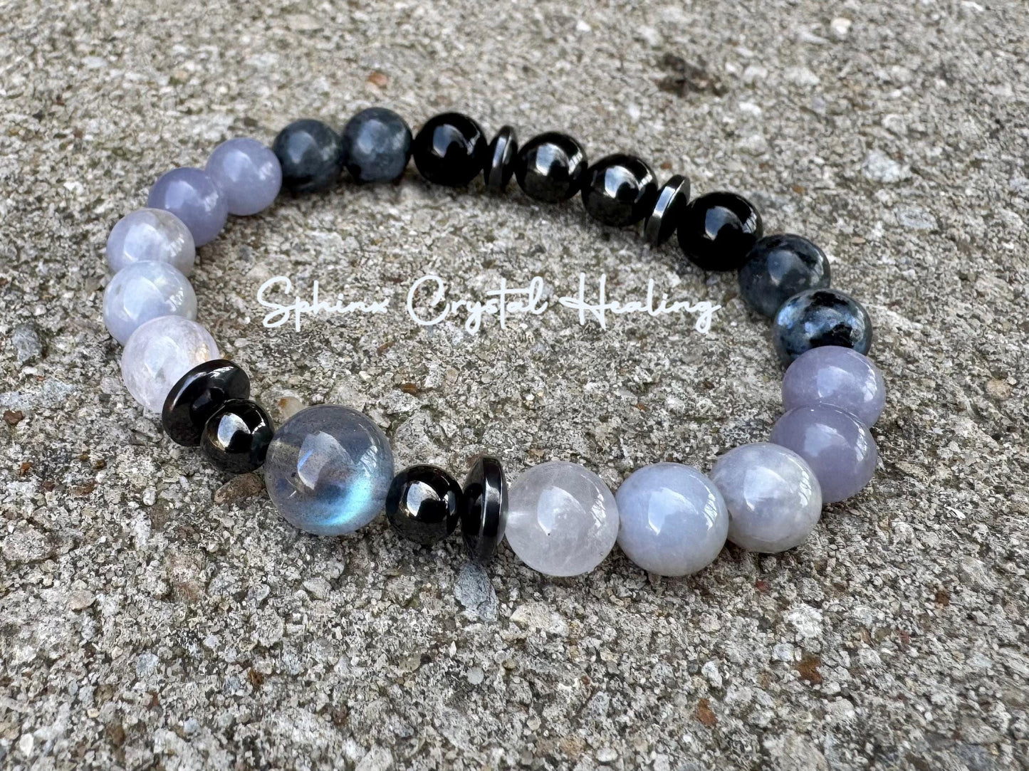 Healer Support - RARE Blue Lepidolite " The Empath’s Halo " Energy Healing - Blue Rose Quartz - White Amethyst - Empath Recharge Bracelet