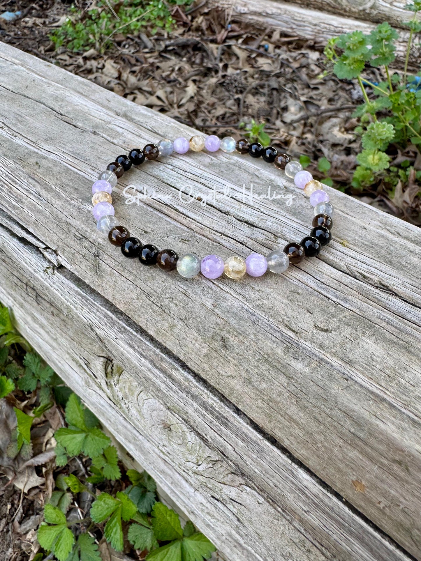 Libra Energy Anklet " The Diplomat , Libra " September October Birthday - Zodiac - AAA Labradorite - Citrine - Amethyst - Crystal Gemstones