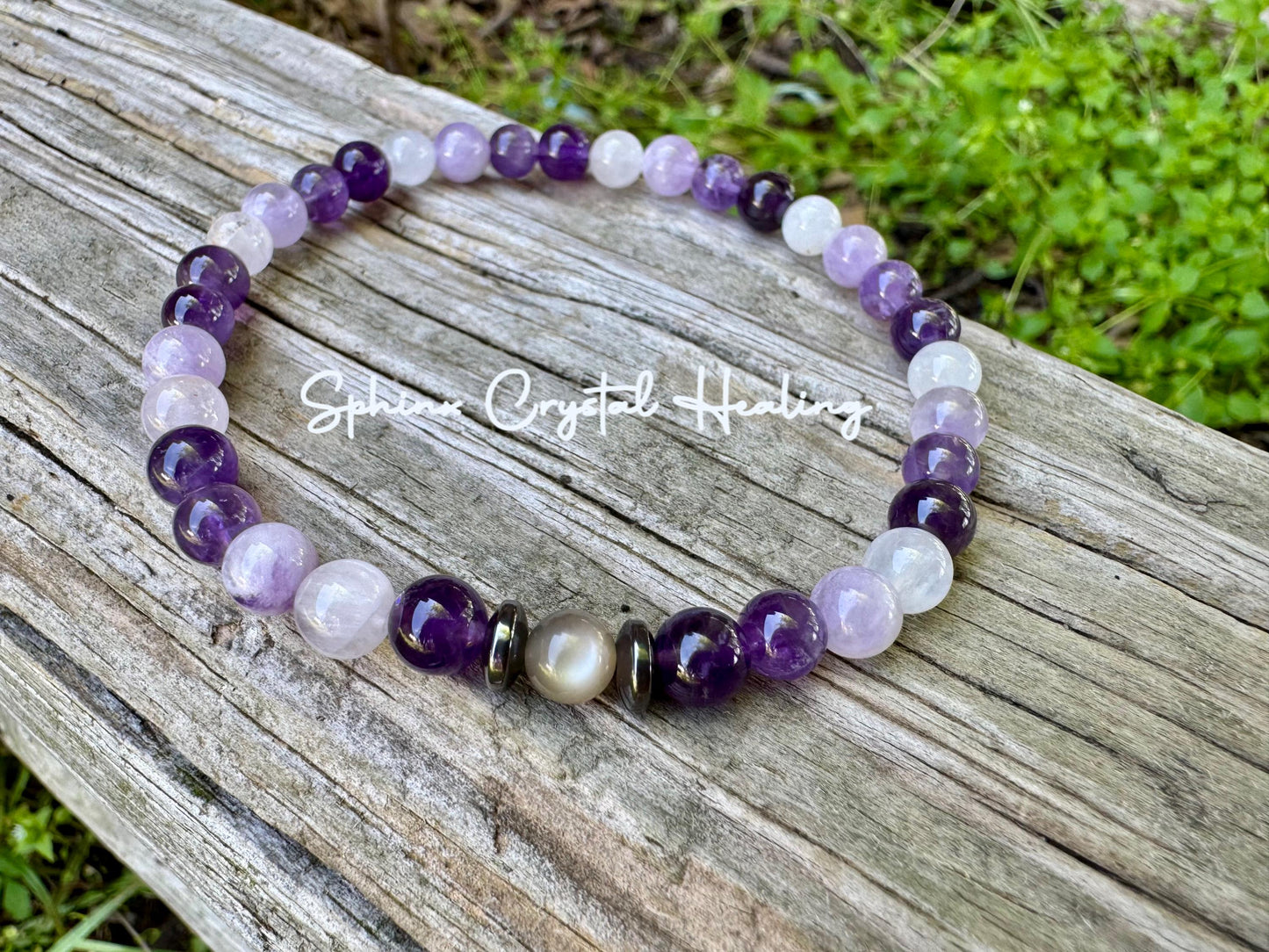 Divine Healer Anklet - RARE Black Moonstone - AAA Grade Amethyst " Lady of the Violet Flame " High Vibrational - Real Crystal Healing Stones