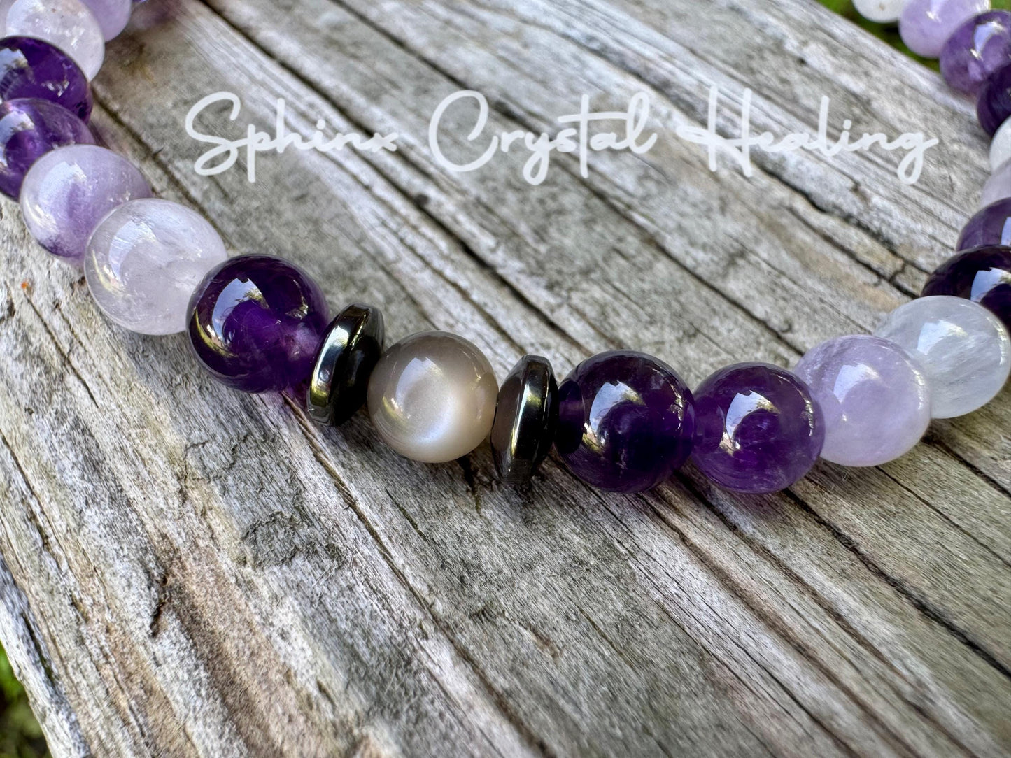 Divine Healer Anklet - RARE Black Moonstone - AAA Grade Amethyst " Lady of the Violet Flame " High Vibrational - Real Crystal Healing Stones