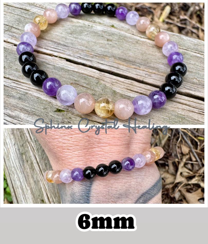 Cancer Sign Energy - Zodiac Birthstones " The Intuitive Cancer " June July Birthday - Real High Quality Gemstones - Crystal Healing Bracelet