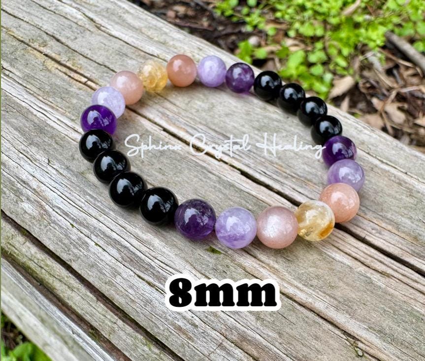 Cancer Sign Energy - Zodiac Birthstones " The Intuitive Cancer " June July Birthday - Real High Quality Gemstones - Crystal Healing Bracelet