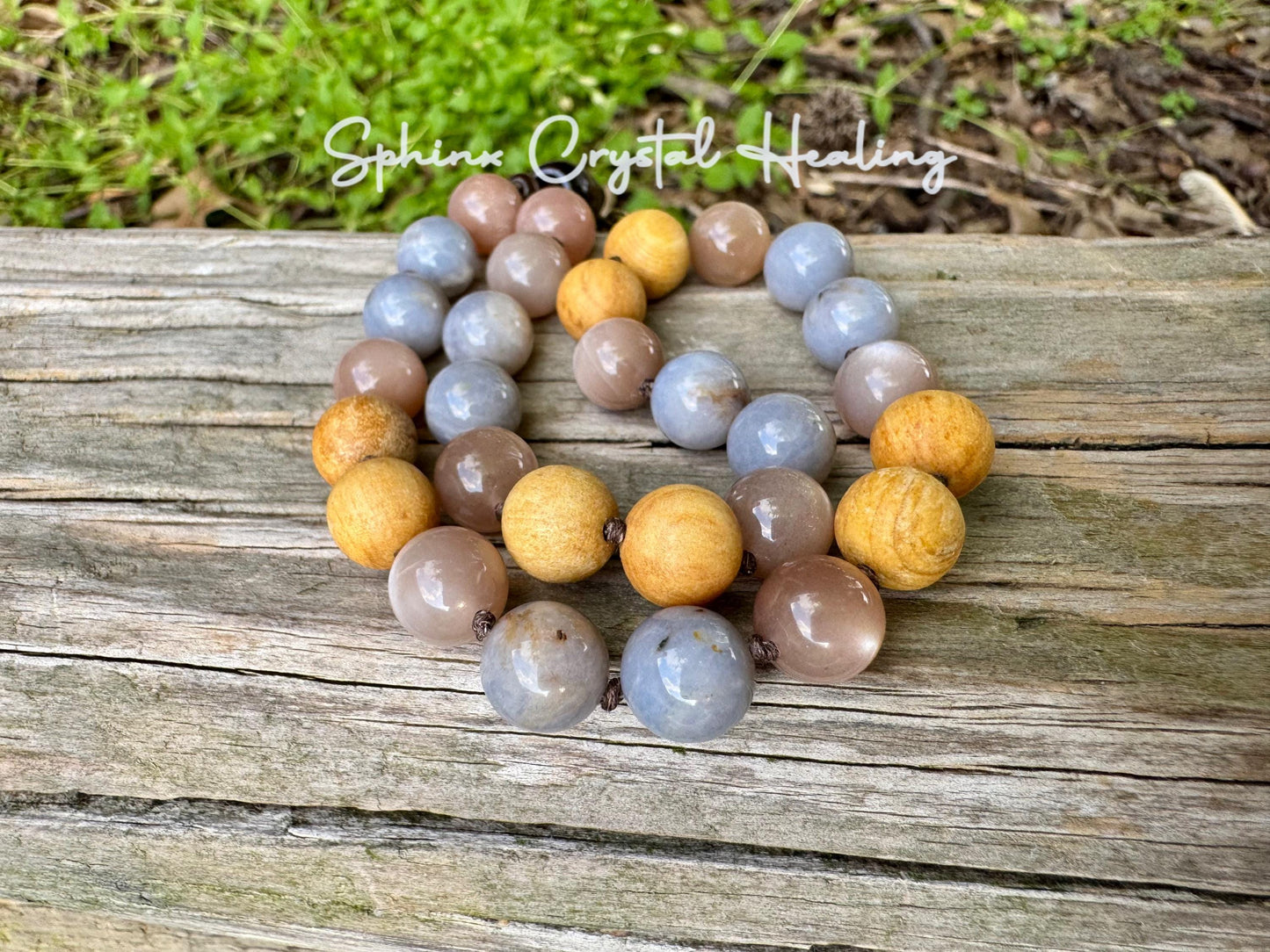 Emotional Healing & Stress Support Car Charm " Goddess of Serenity " AAA RARE Blue Rose Quartz - Moonstone - Palo Santo - Crystal Gemstones