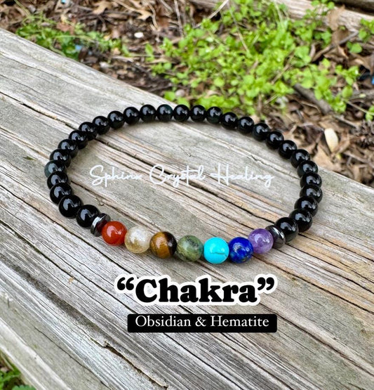 Protection Anklet - Protect and Ground - Balance Chakra Energy  - Black Obsidian & Hematite - Aura Shield - Crystal Healing Energy Gemstones