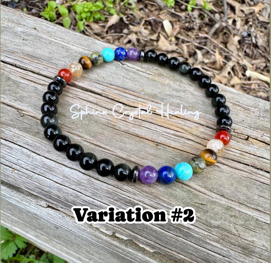 Protection Anklet - Protect and Ground - Balance Chakra Energy  - Black Obsidian & Hematite - Aura Shield - Crystal Healing Energy Gemstones
