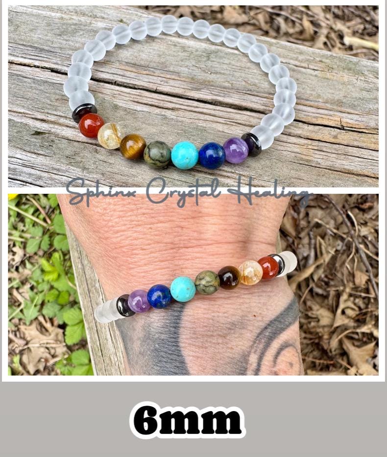 Clear Quartz Chakra - Spiritual Energy Balance - High Vibrational Stones - Higher Self - Aura Protection - Crystal Healing Gemstone Bracelet