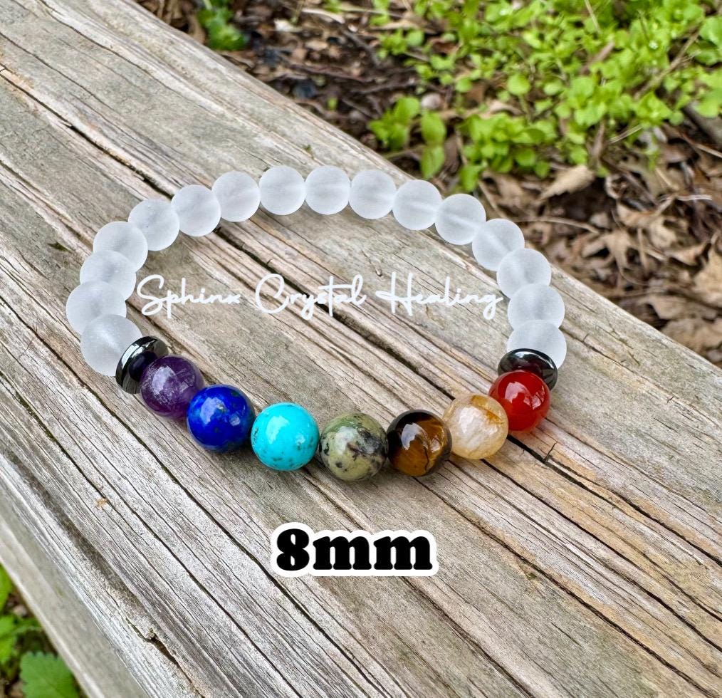 Clear Quartz Chakra - Spiritual Energy Balance - High Vibrational Stones - Higher Self - Aura Protection - Crystal Healing Gemstone Bracelet
