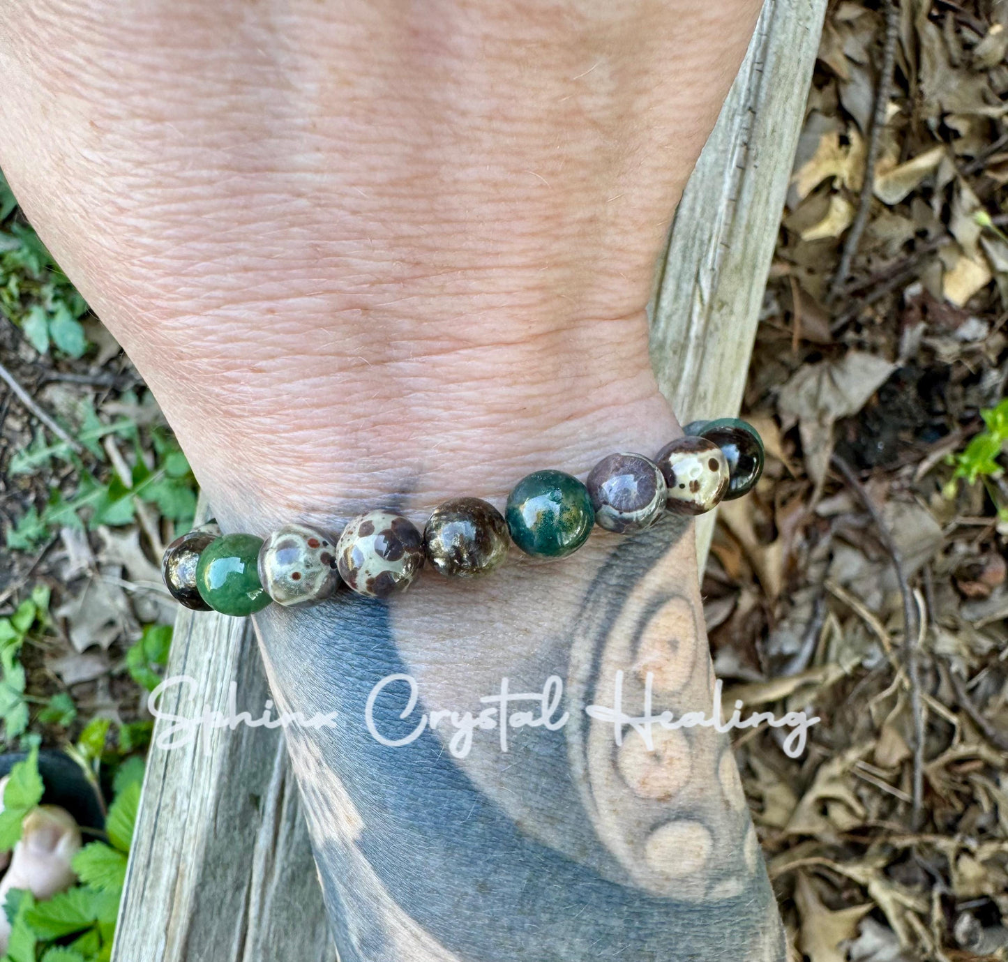 Positivity and Protection - Uplifting Energy " The Earth Living Totem " Astroid Jasper - Phlogopite - Moss Agate - Crystal Gemstone Bracelet