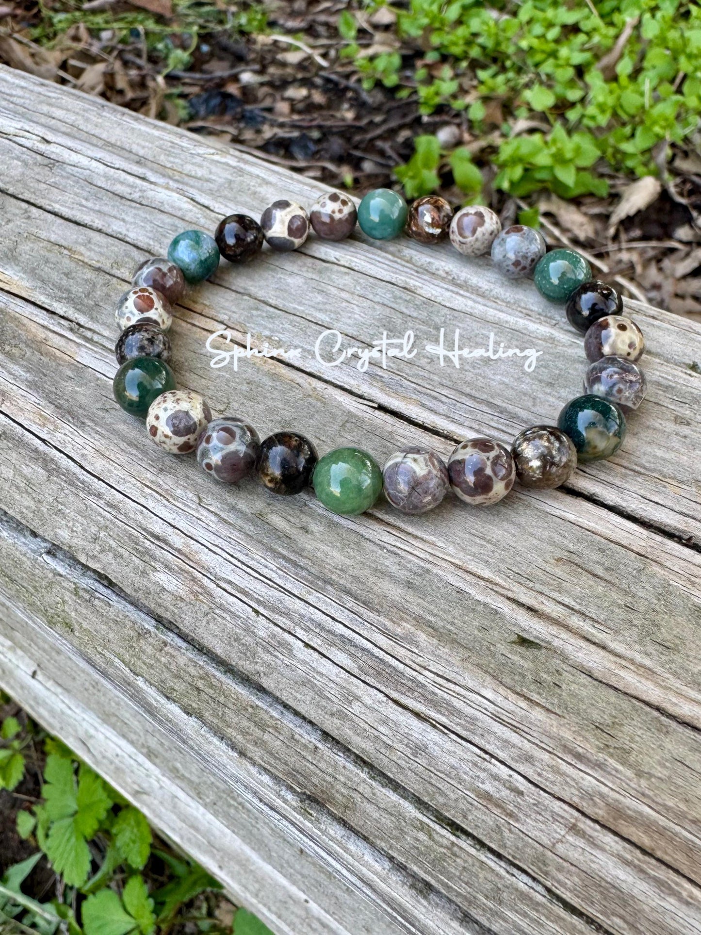 Positivity and Protection - Uplifting Energy " The Earth Living Totem " Astroid Jasper - Phlogopite - Moss Agate - Crystal Gemstone Bracelet