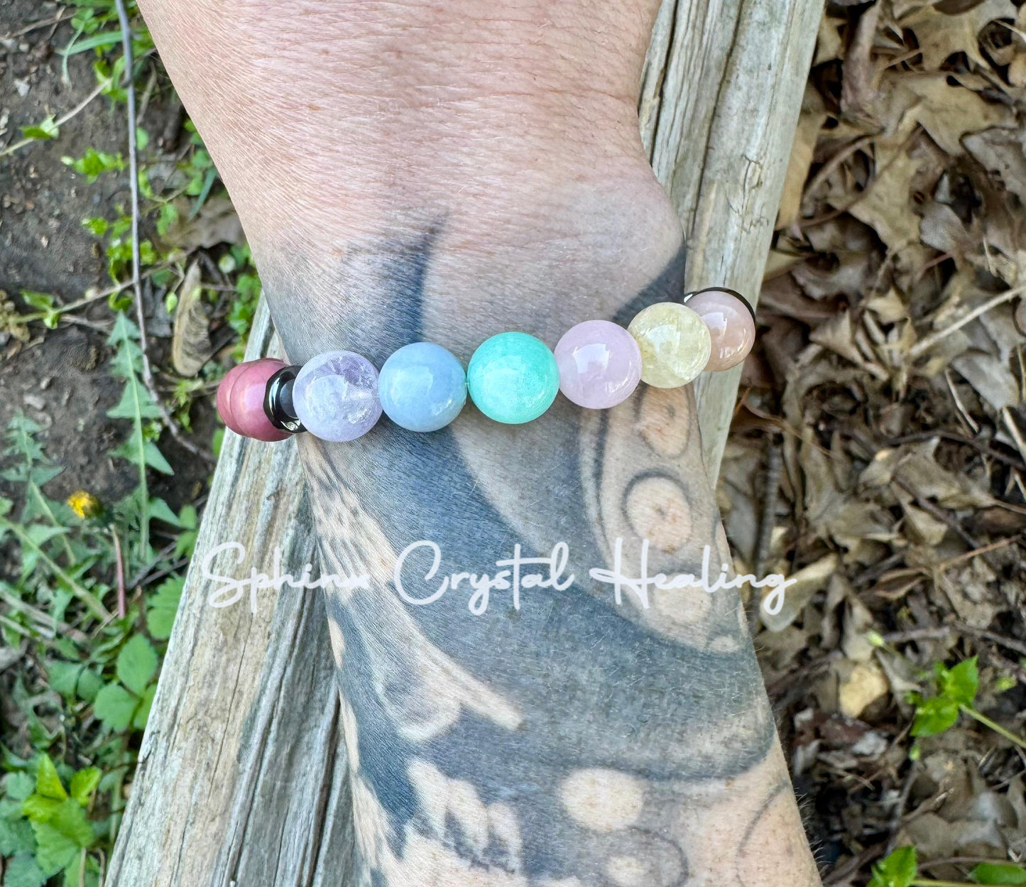 10mm Emotional Healing & Self love - PASTEL Chakra Stones - AAA Rhodonite - Peaceful Calming Energy - Crystal Healing Gemstone Bracelet
