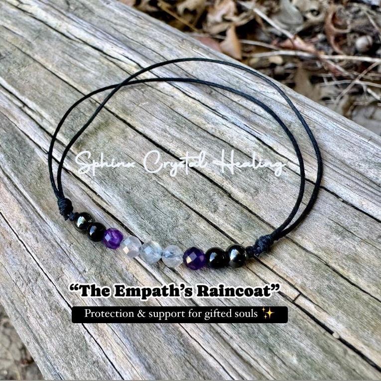 4mm Empath Protection - Amethyst - Labradorite - Onyx - REAL AAA Crystal Healing Gemstones - Minimal & Dainty Adjustable String Bracelet