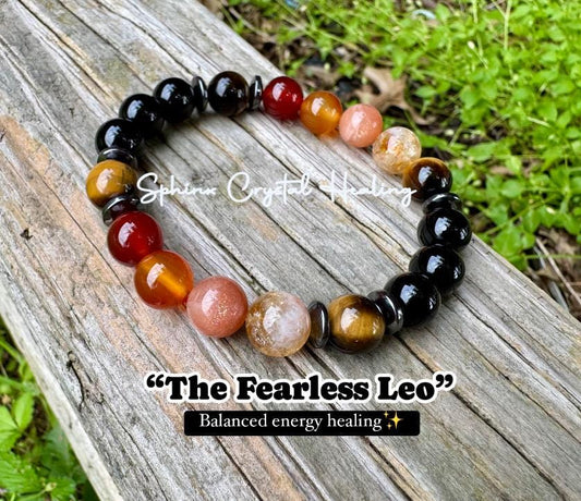 10MM Leo Energy - Zodiac Horoscope - " The Fearless Leo " July August Birthday - Crystal Healing Quality Gemstone Astrology Bracelet