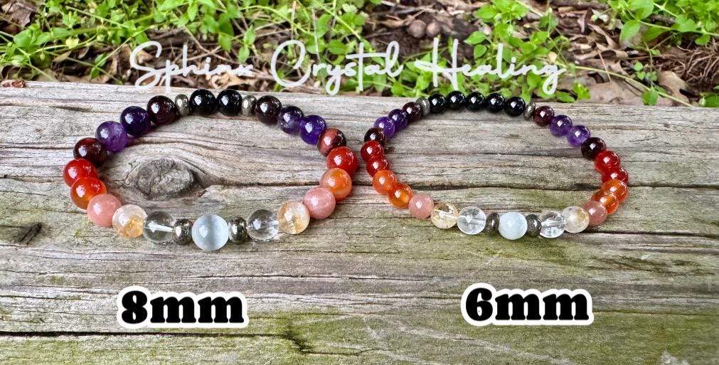 Summer Solstice " Midsummer Flames " AAA Sunstone - Citrine - Carnelian - Pyrite - Garnet - Red Tigers Eye - Crystal Gemstone Bracelet