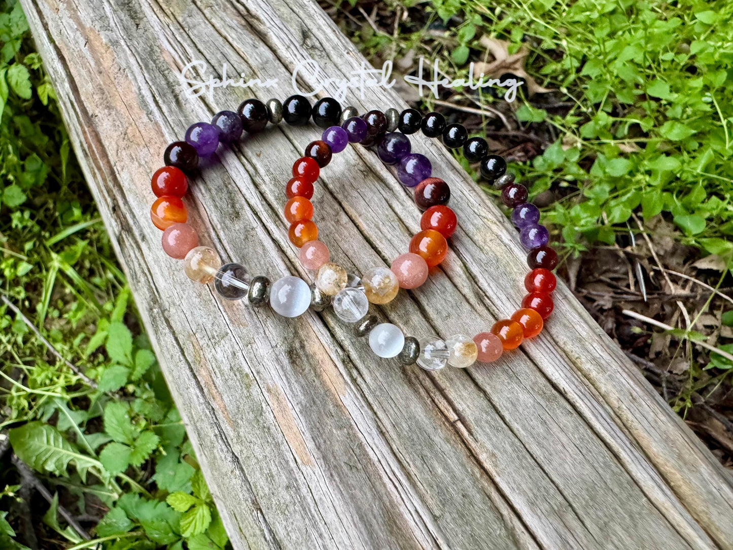 Summer Solstice " Midsummer Flames " AAA Sunstone - Citrine - Carnelian - Pyrite - Garnet - Red Tigers Eye - Crystal Gemstone Bracelet
