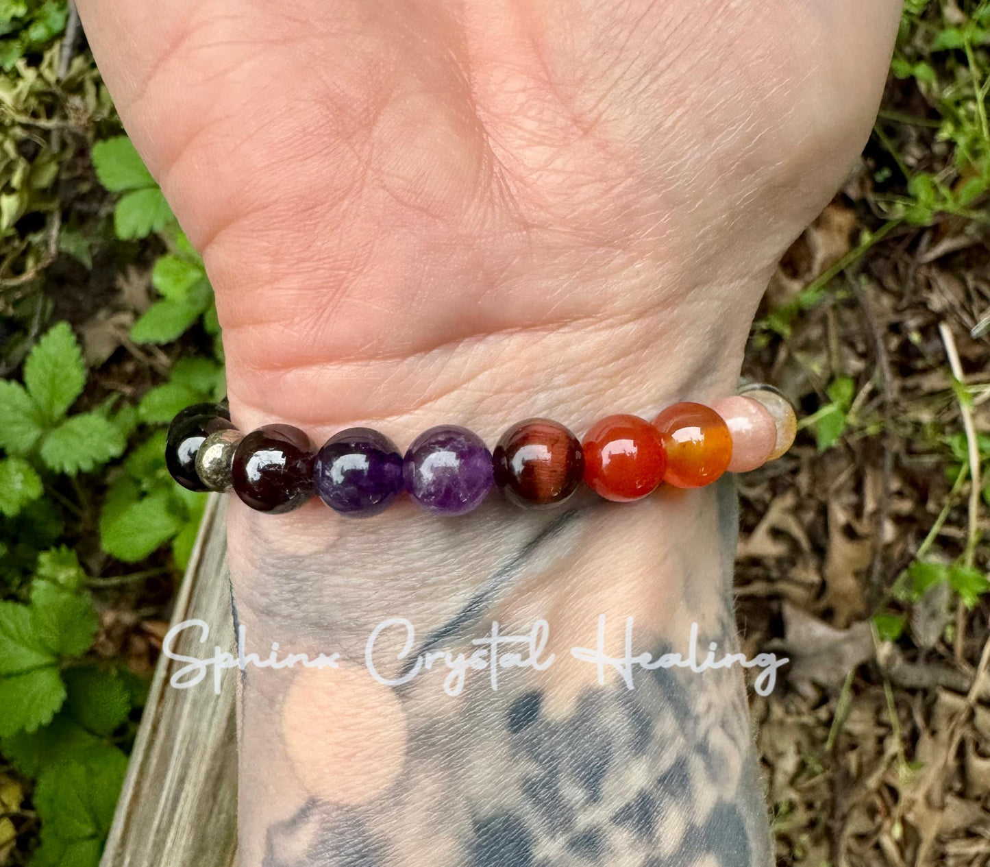 Summer Solstice " Midsummer Flames " AAA Sunstone - Citrine - Carnelian - Pyrite - Garnet - Red Tigers Eye - Crystal Gemstone Bracelet