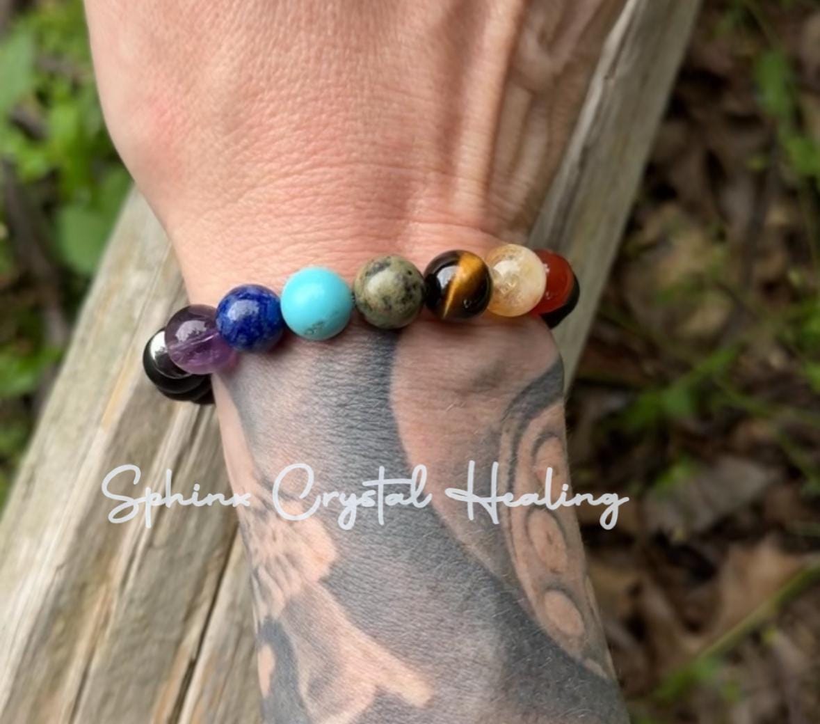 10MM Anxiety & Stress Support - Chakra Balance - Protection - Strength - Onyx - Tigers Eye - Hematite - Crystal Healing Gemstone Bracelet