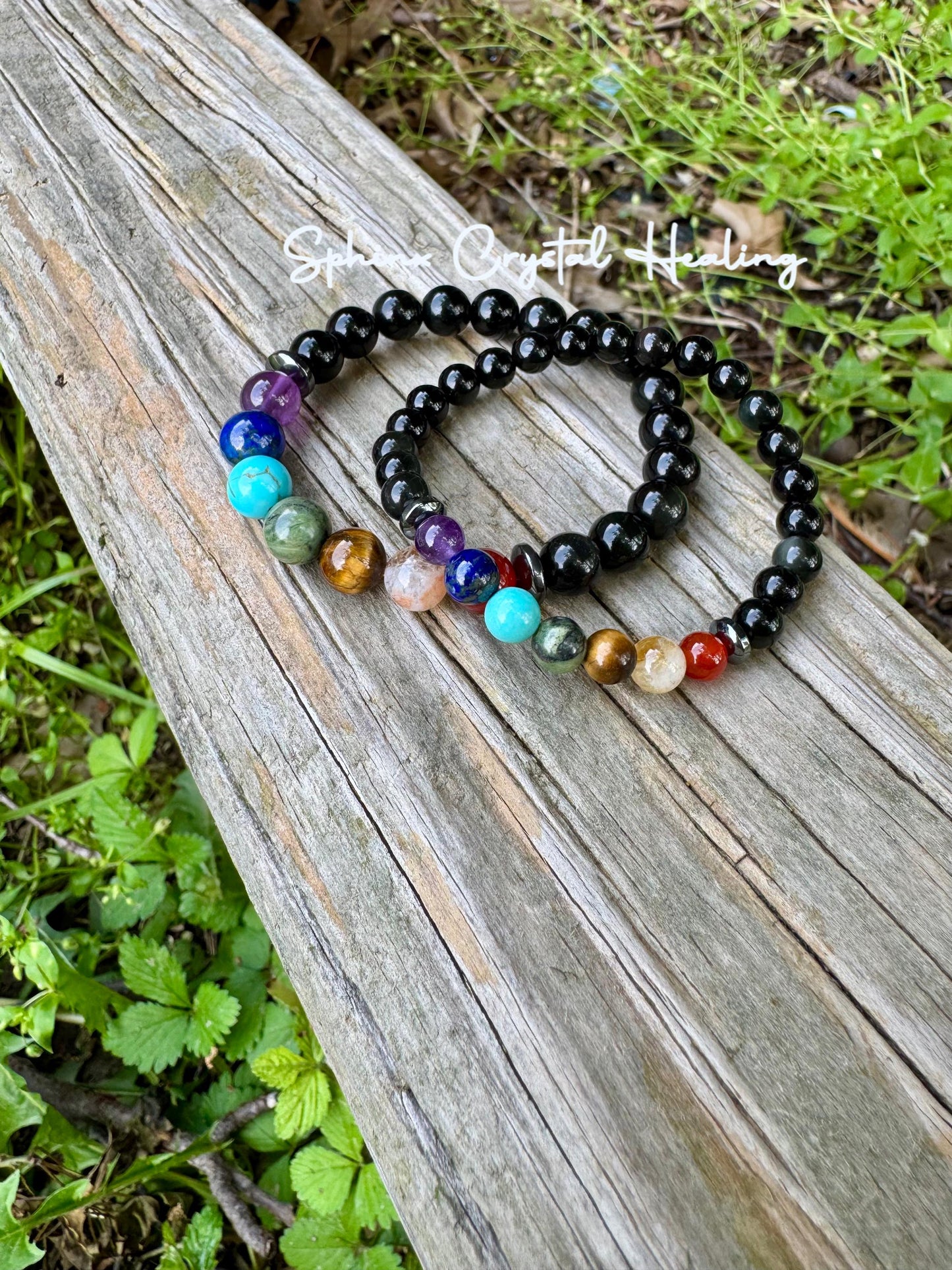 Negativity Shield - Protect and Ground - Balance Chakra Energy  - Black Obsidian & Hematite - Quality Crystal Healing and Gemstone Bracelet