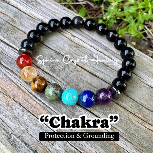 Negativity Shield - Protect and Ground - Balance Chakra Energy  - Black Obsidian & Hematite - Quality Crystal Healing and Gemstone Bracelet