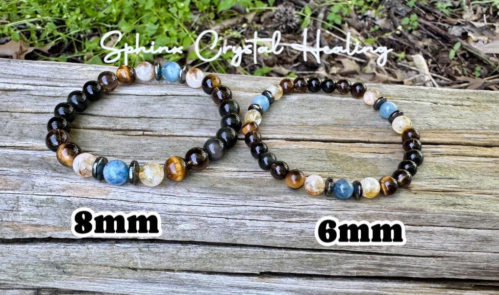 Gemini Energy - Zodiac Astrology Bracelet " The Intelligent Gemini " May June Birthday - REAL Quality Crystals & Gemstones - RARE Aquamarine