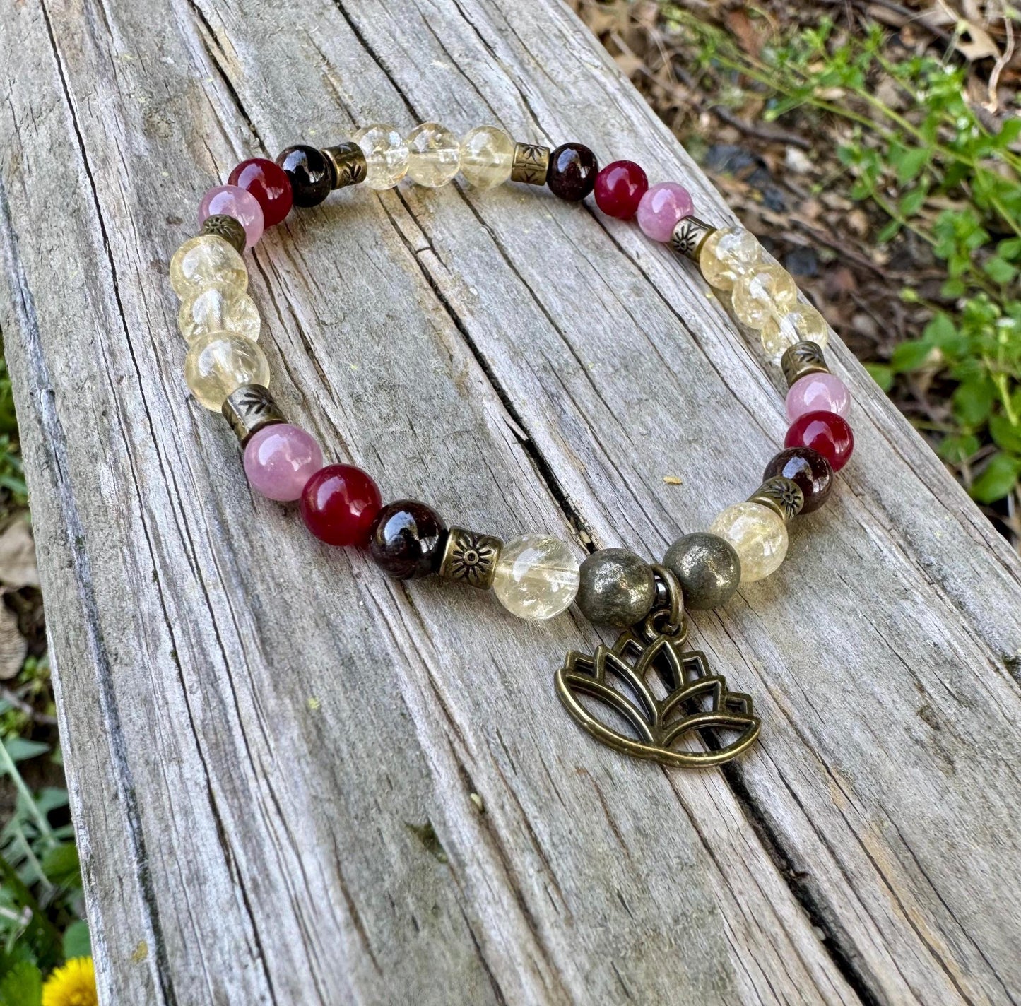 Prosperity - Manifest Wealth - Abundance " The Heart of Lakshmi " - Hindu Goddess - Deity - Real Gemstone Crystal Healing Bracelet