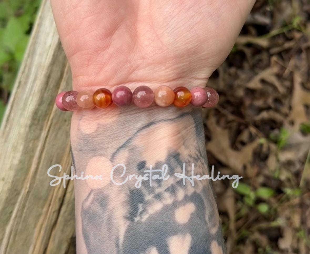Motivation - Inspiration - Creativity " After the Sunrise " Self Empowerment - Strawberry Quartz - Sunstone - Crystal Healing Bracelet