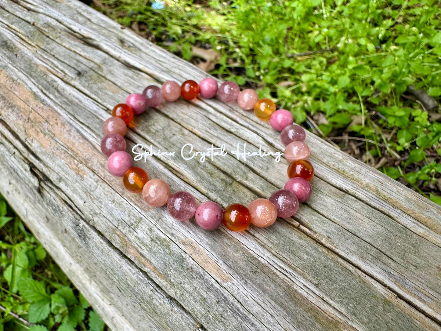 Motivation - Inspiration - Creativity " After the Sunrise " Self Empowerment - Strawberry Quartz - Sunstone - Crystal Healing Bracelet
