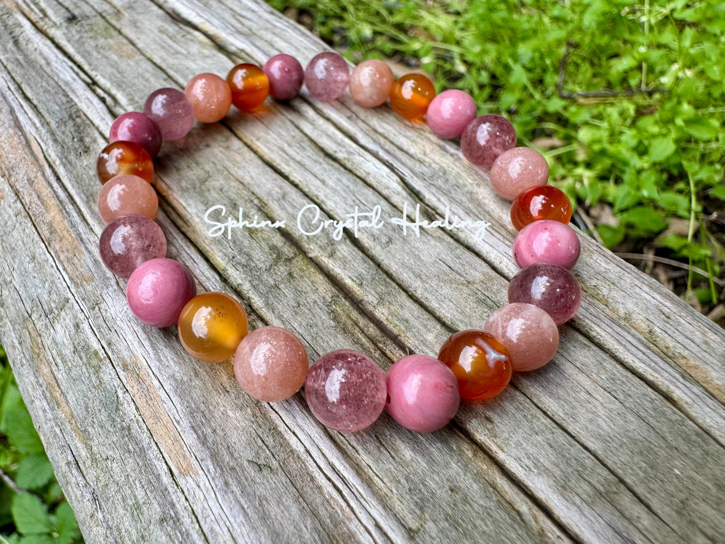 Motivation - Inspiration - Creativity " After the Sunrise " Self Empowerment - Strawberry Quartz - Sunstone - Crystal Healing Bracelet