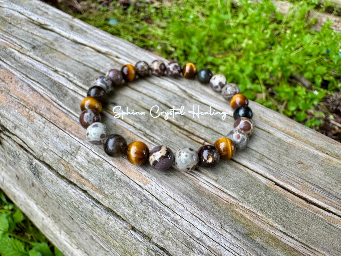 Anxiety & Stress Support - Protection " The Stone Skin Totem " Positivity - Astroid Jasper - Phlogopite - AAA Crystal Gemstone 8MM Bracelet