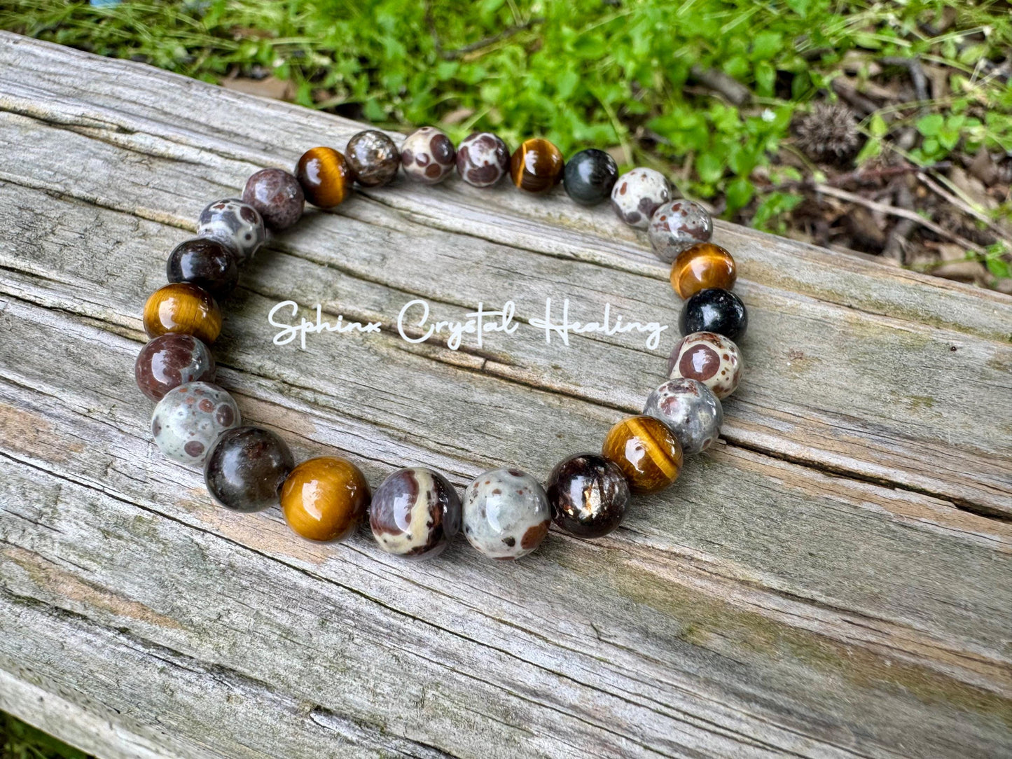 Anxiety & Stress Support - Protection " The Stone Skin Totem " Positivity - Astroid Jasper - Phlogopite - AAA Crystal Gemstone 8MM Bracelet