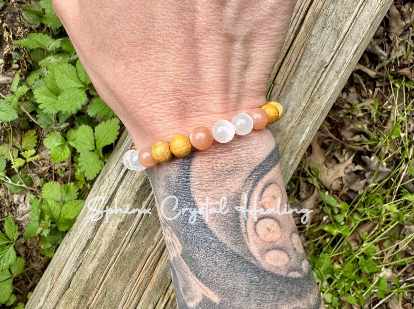 Cleansing Negative Energy ” The White Witch " Spiritual Aura Clearing - Palo Santo Selenite - Quality Crystal Healing Gemstone Bracelet