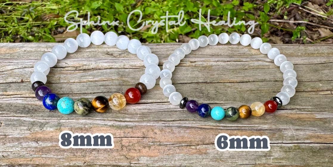 Chakra Balance - AAA High Grade Selenite - Calming Stress Relief - Aura Cleansing & Clearing - Crystal Healing REAL Gemstone Bracelet