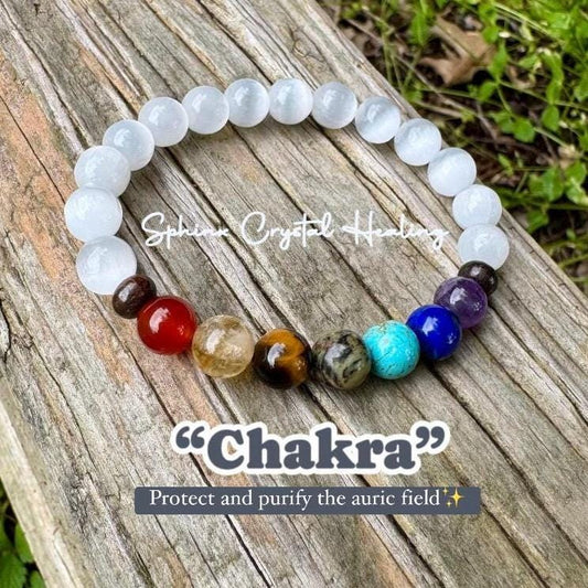 Chakra Balance - AAA High Grade Selenite - Calming Stress Relief - Aura Cleansing & Clearing - Crystal Healing REAL Gemstone Bracelet