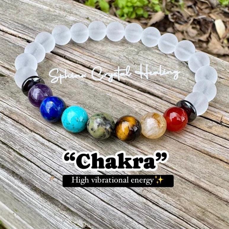 Clear Quartz Chakra - Spiritual Energy Balance - High Vibrational Stones - Higher Self - Aura Protection - Crystal Healing Gemstone Bracelet