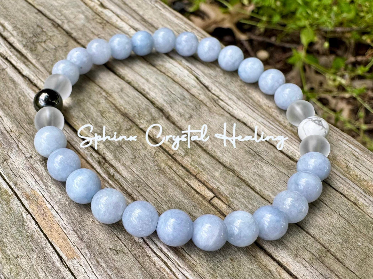 Mercury Retrograde - Stress Relief - Self Reflection - Emotional Support - AAA Pale Blue Aquamarine & Hematite - Real Gemstone Bracelet
