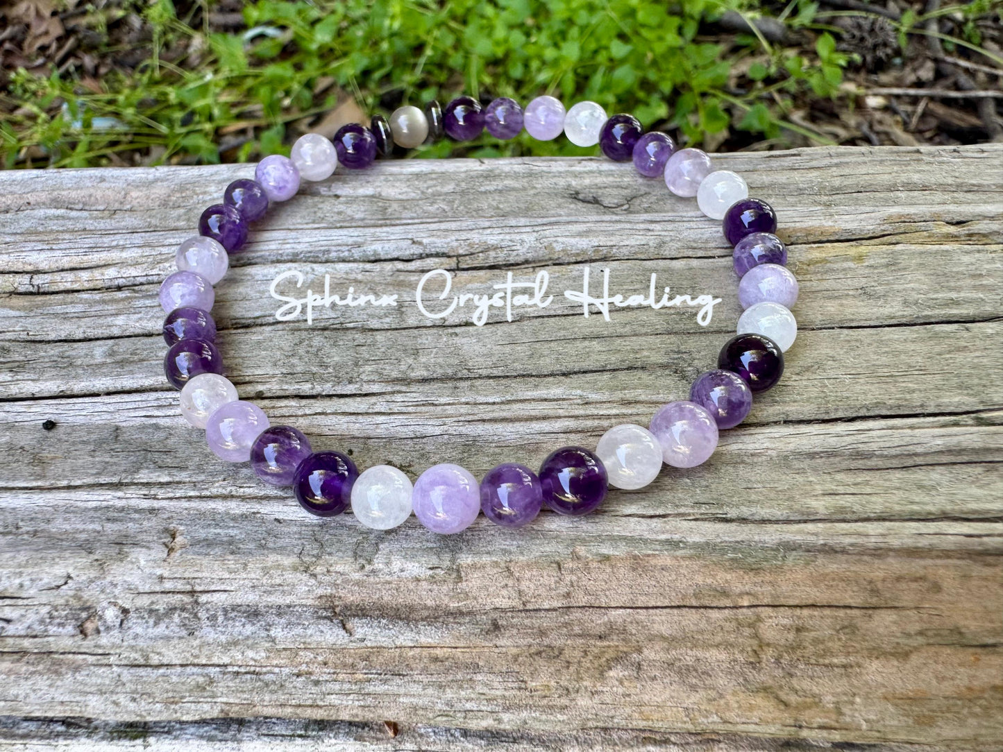 Divine Healer Anklet - RARE Black Moonstone - AAA Grade Amethyst " Lady of the Violet Flame " High Vibrational - Real Crystal Healing Stones