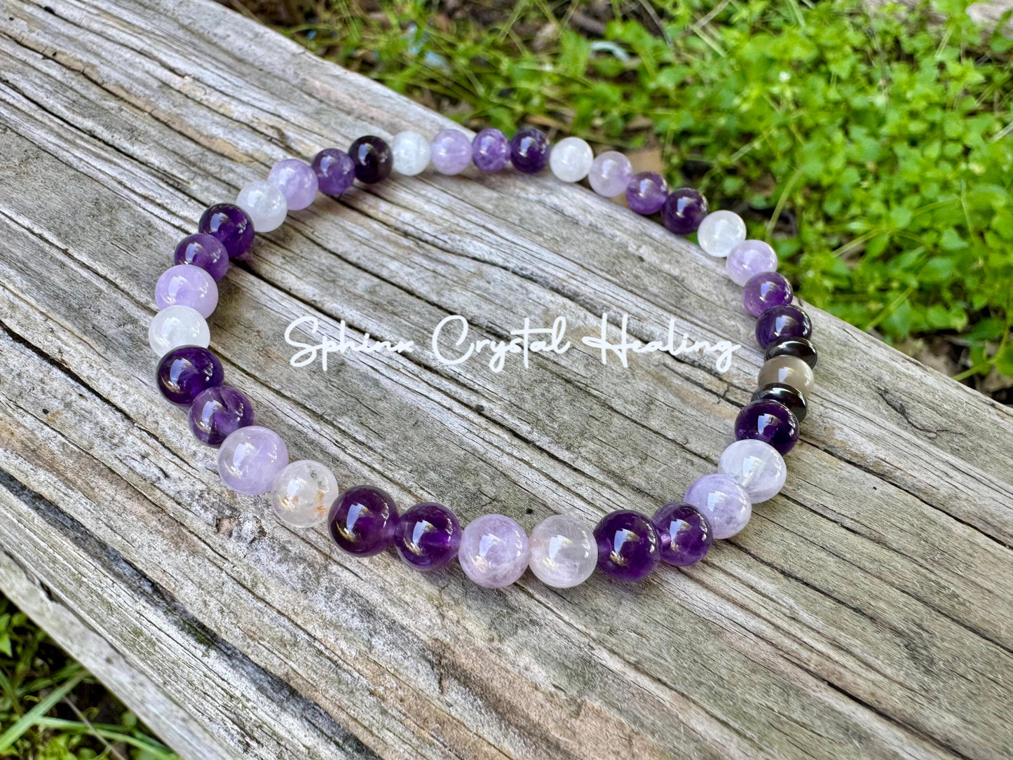 Divine Healer Anklet - RARE Black Moonstone - AAA Grade Amethyst " Lady of the Violet Flame " High Vibrational - Real Crystal Healing Stones