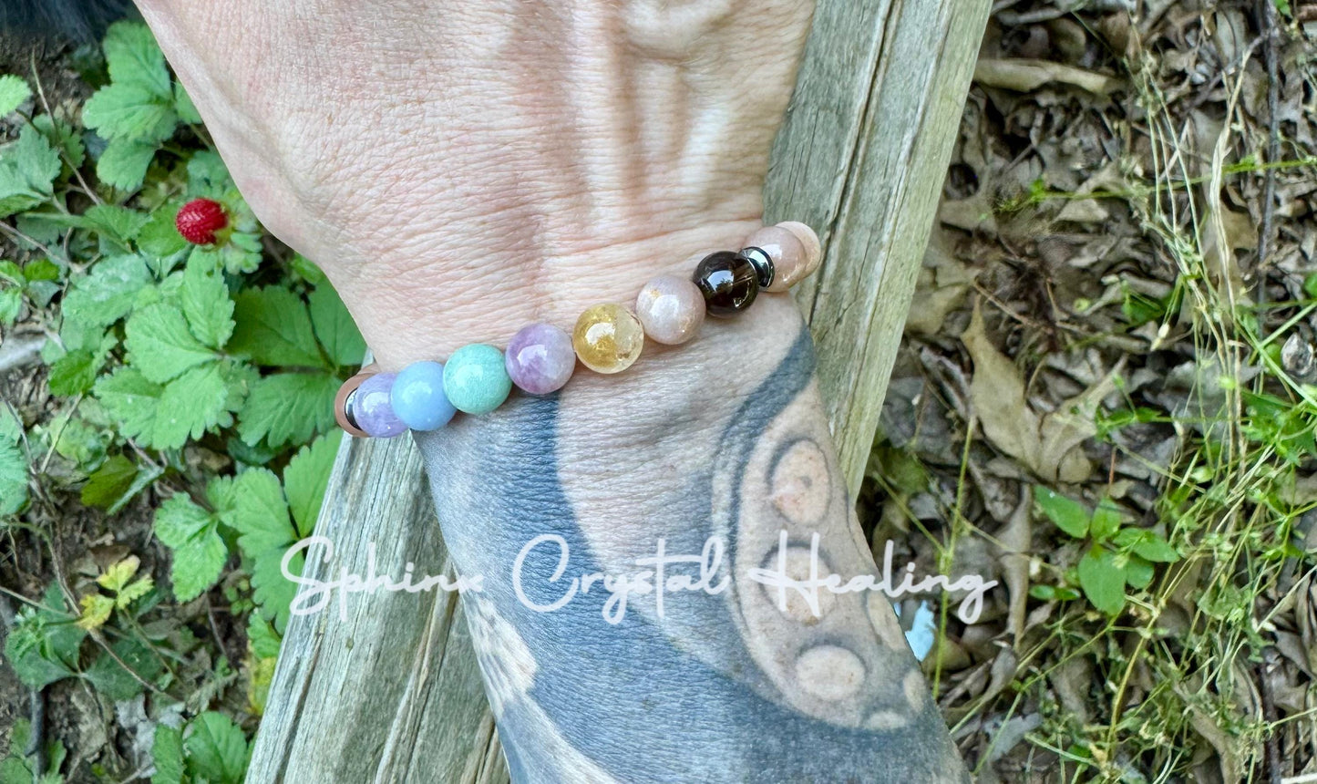 8mm Stress Relief & Anxiety Support - PASTEL Chakra Stones - AAA Peach Moonstone - Peaceful Energy - Crystal Healing Gemstone Bracelet