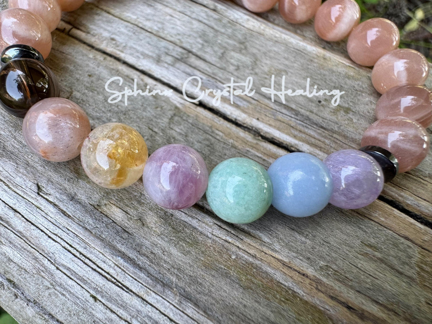 8mm Stress Relief & Anxiety Support - PASTEL Chakra Stones - AAA Peach Moonstone - Peaceful Energy - Crystal Healing Gemstone Bracelet