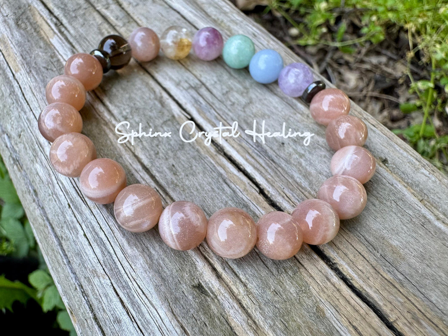 8mm Stress Relief & Anxiety Support - PASTEL Chakra Stones - AAA Peach Moonstone - Peaceful Energy - Crystal Healing Gemstone Bracelet