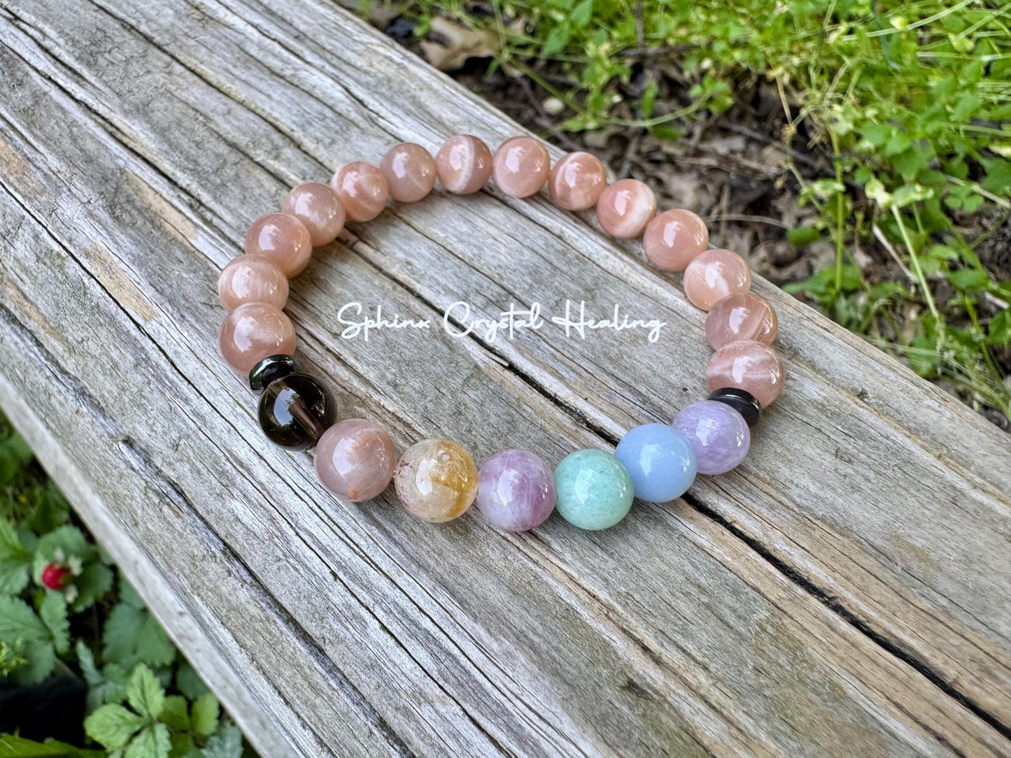 8mm Stress Relief & Anxiety Support - PASTEL Chakra Stones - AAA Peach Moonstone - Peaceful Energy - Crystal Healing Gemstone Bracelet