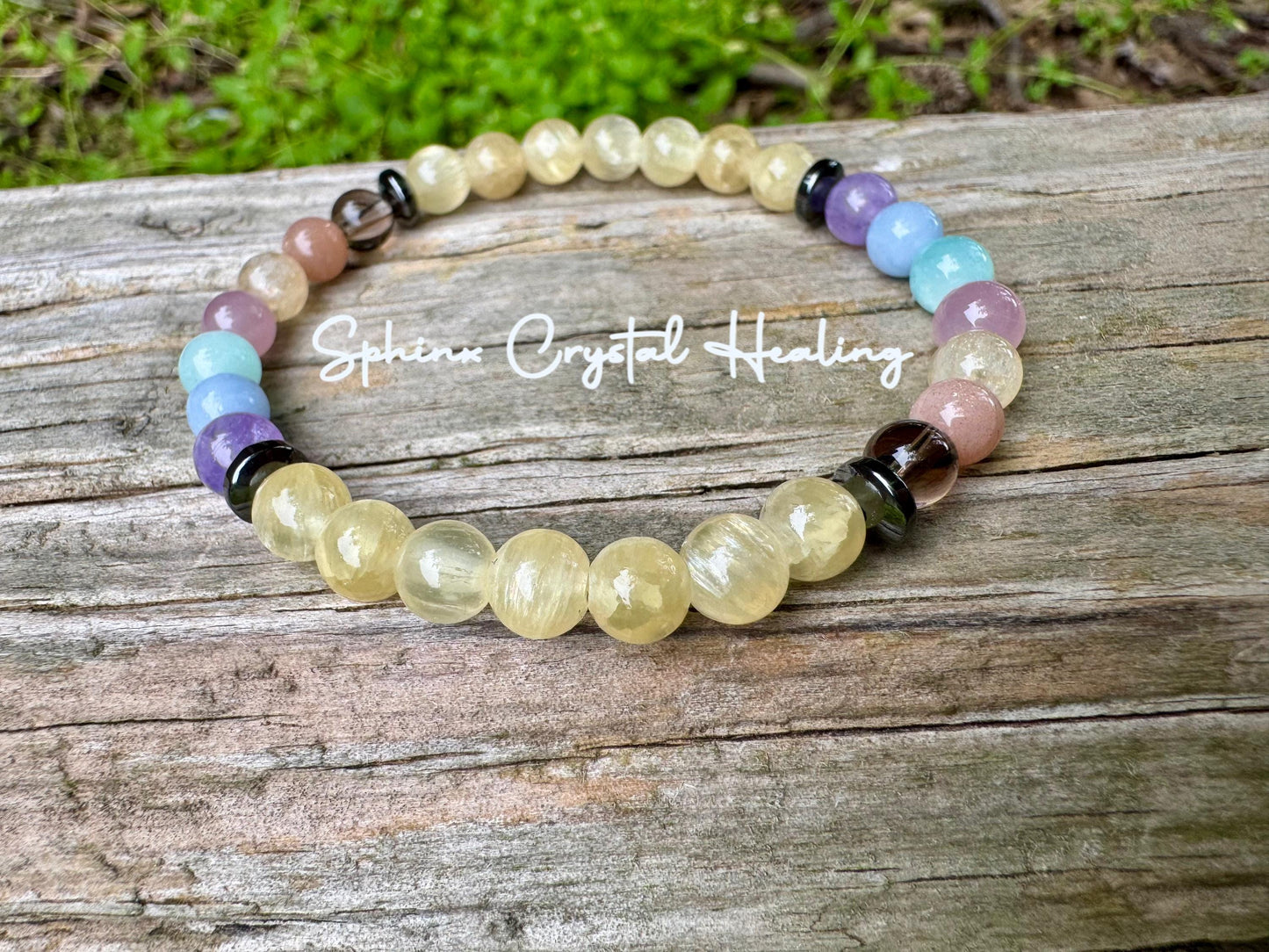 6mm RARE AAA Golden Selenite - Aura Protection & Intuition - PASTEL Chakra Stones - Manifest Higher Self - Crystal Healing Gemstone Bracelet