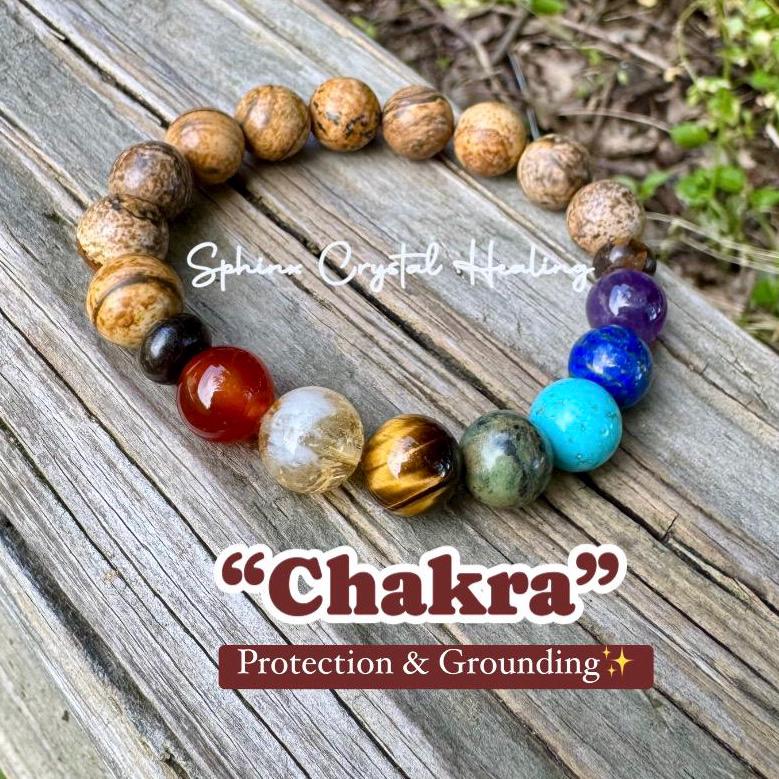 10MM Grounded Connection To Earth - Chakra Energy Bracelet - Confidence & Protection - REAL High Quality Gemstone Grounding Bracelet