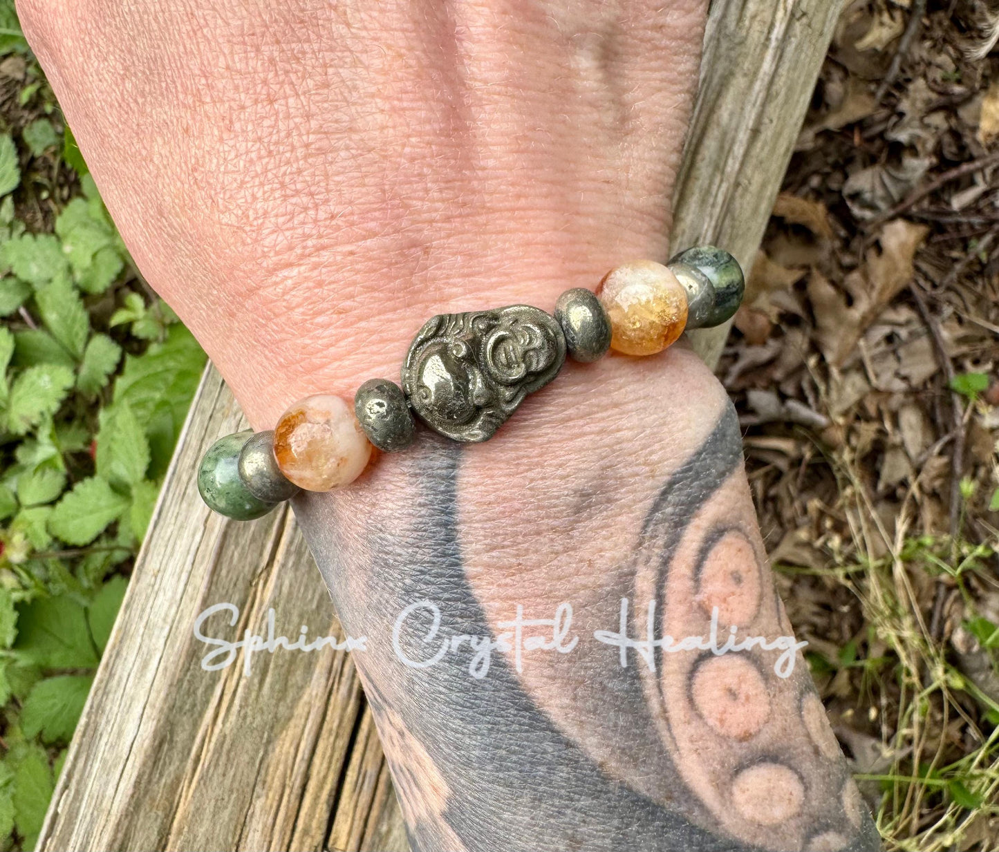 10mm Manifest Prosperity - Wealth - Fortune " The Sacred Yu Shan " Attract Good Luck - Buddha - Jade Citrine Pyrite Crystal - Money Bracelet
