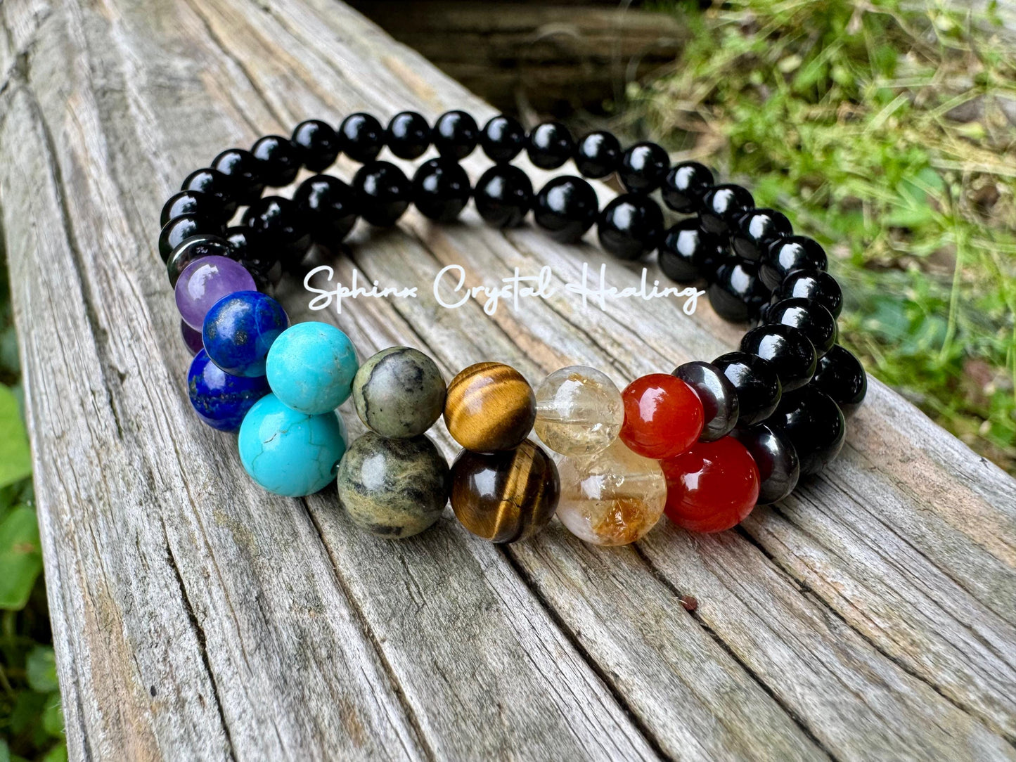 Protect and Cleanse The Auric Field - Balance Chakra Energy  - Black Tourmaline & Hematite - Quality Crystal Healing and Gemstone Bracelet
