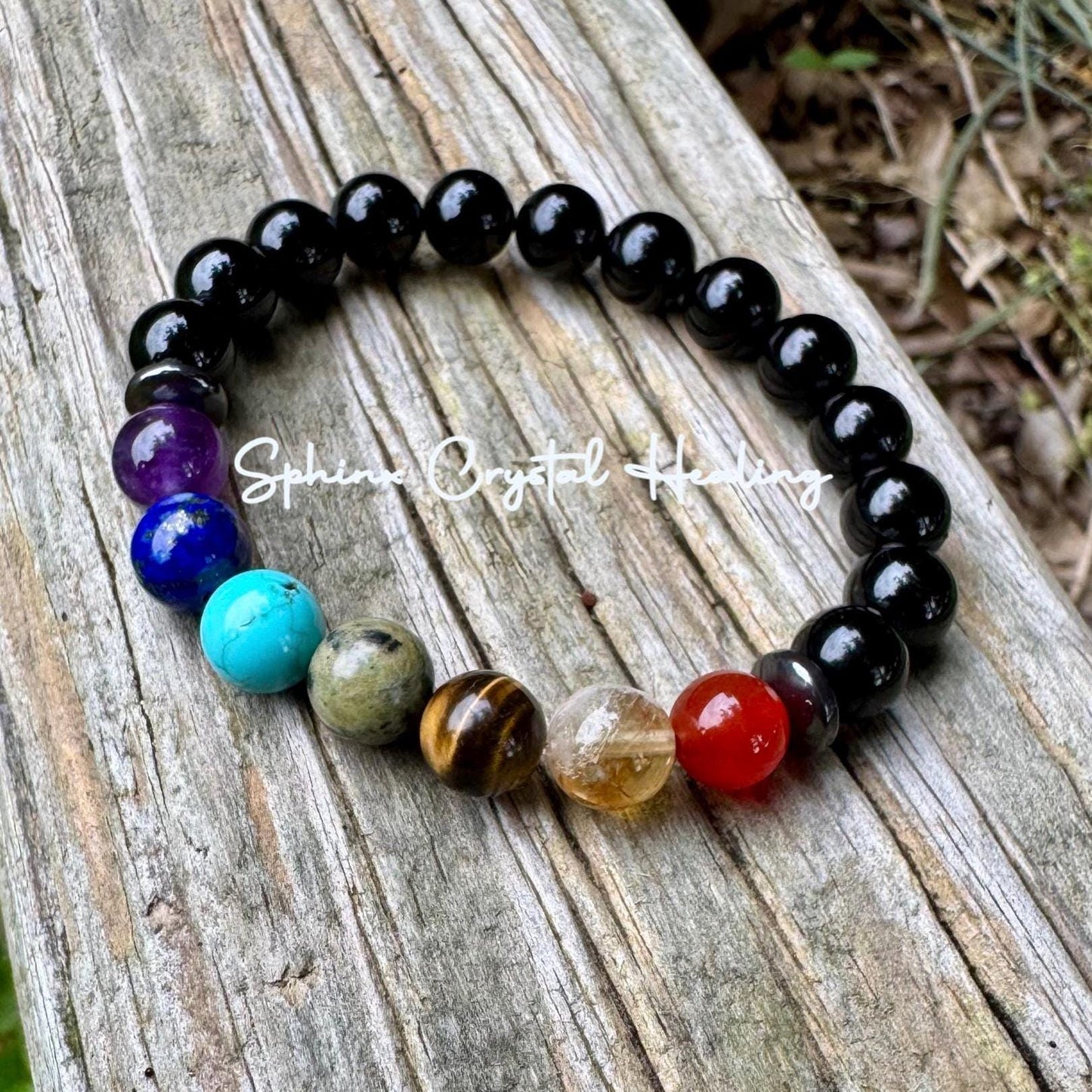 Protect and Cleanse The Auric Field - Balance Chakra Energy  - Black Tourmaline & Hematite - Quality Crystal Healing and Gemstone Bracelet