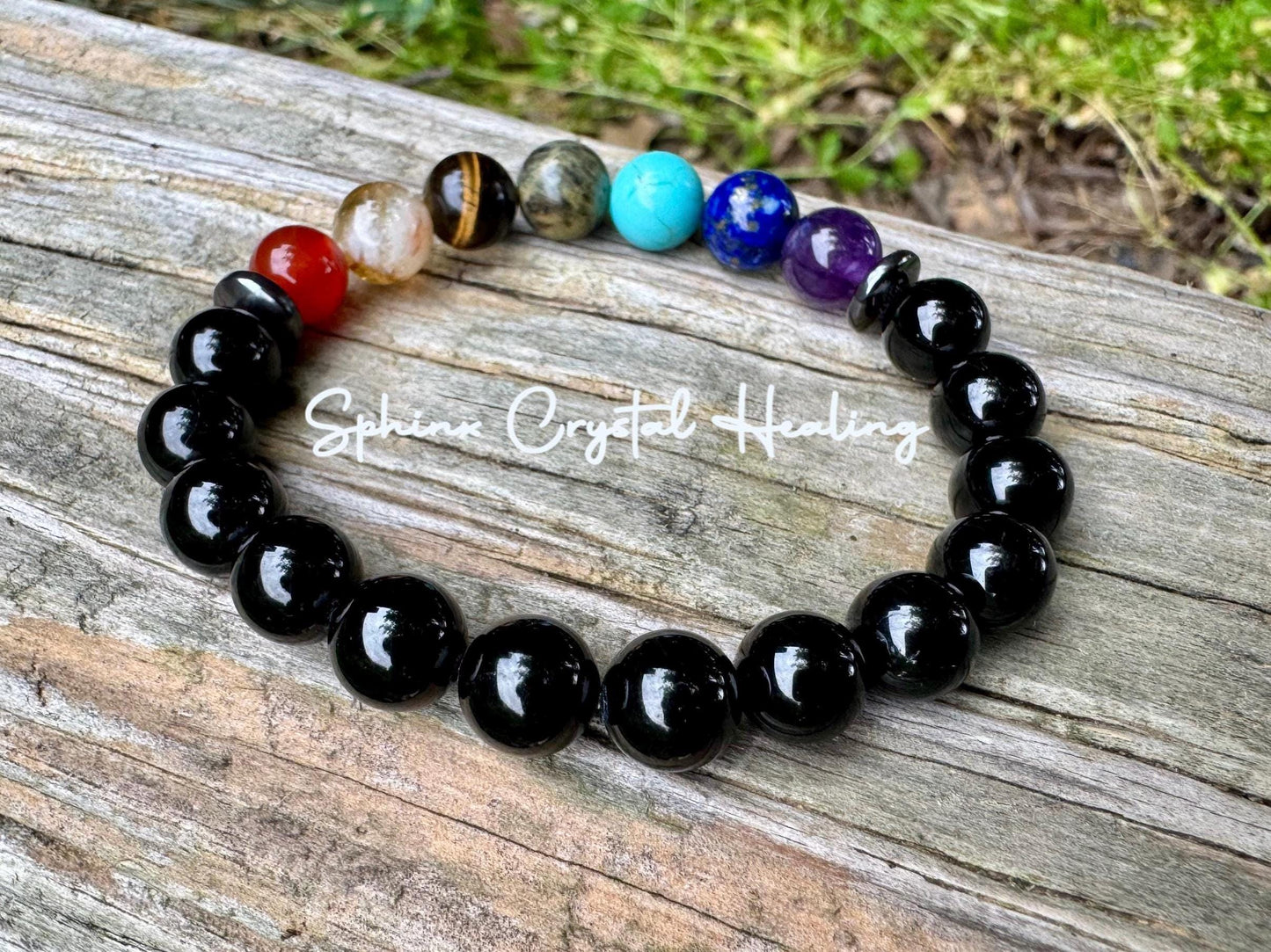 Protect and Cleanse The Auric Field - Balance Chakra Energy  - Black Tourmaline & Hematite - Quality Crystal Healing and Gemstone Bracelet