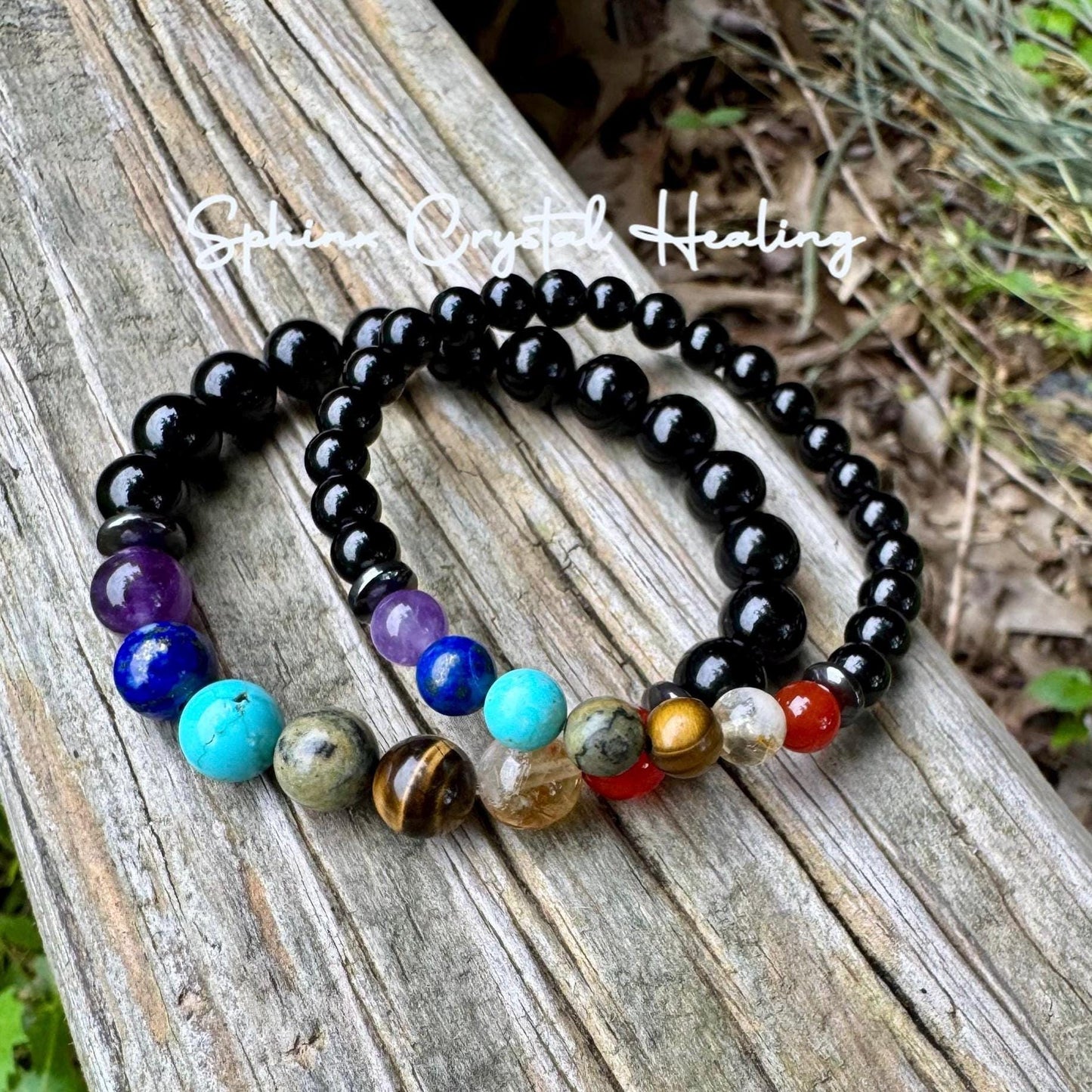 Protect and Cleanse The Auric Field - Balance Chakra Energy  - Black Tourmaline & Hematite - Quality Crystal Healing and Gemstone Bracelet