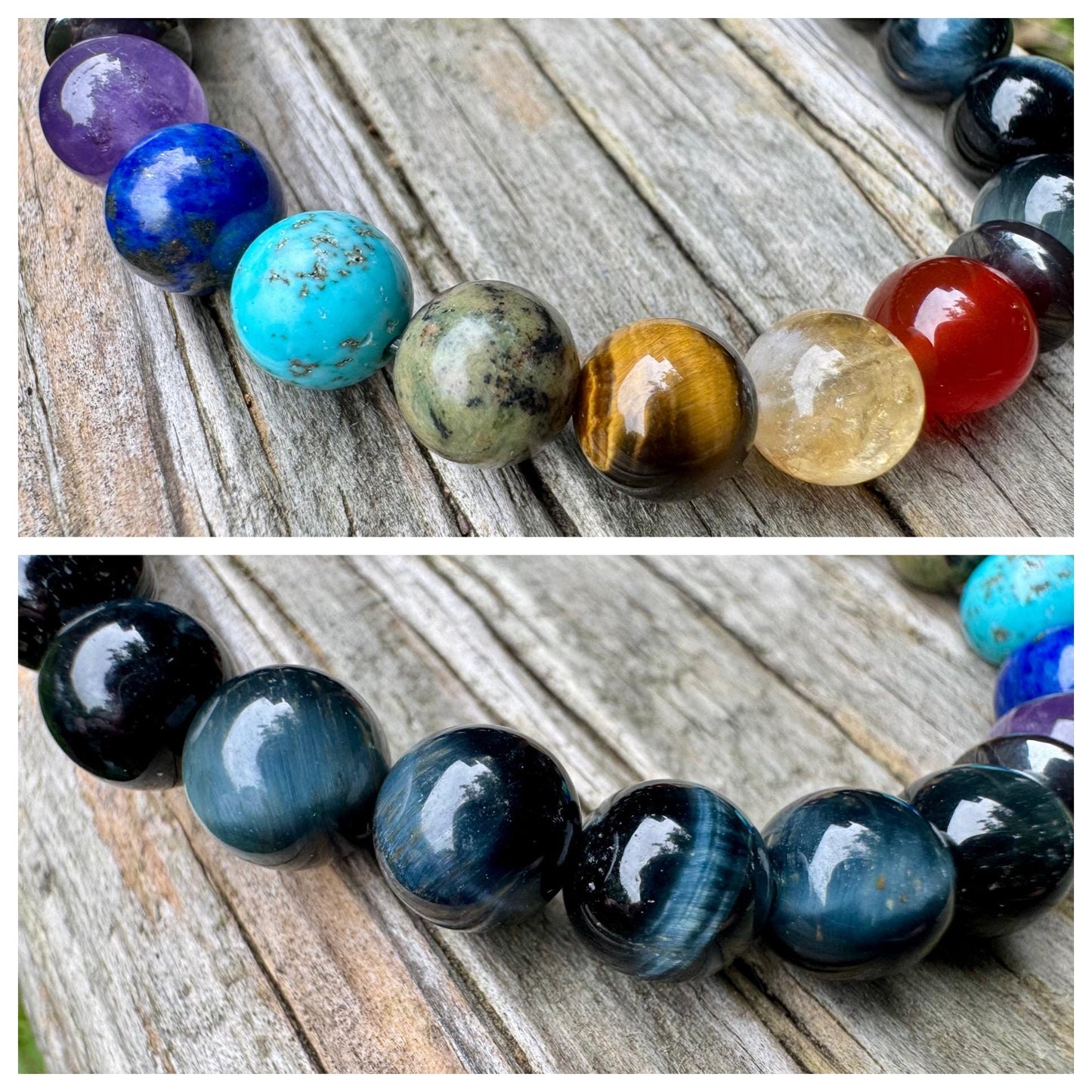 Protection - Intuition - Strength & Confidence - Chakra Balance - Mental Stability AAA Hawks Eye Gemstones - Blue Tigers Eye Stone Bracelet