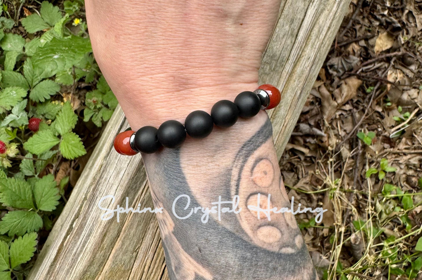 10mm Mental Strength & Courage " The Forge " High Quality Gemstones - Black Onyx / Carnelian - Crystal Healing Confidence Bracelet